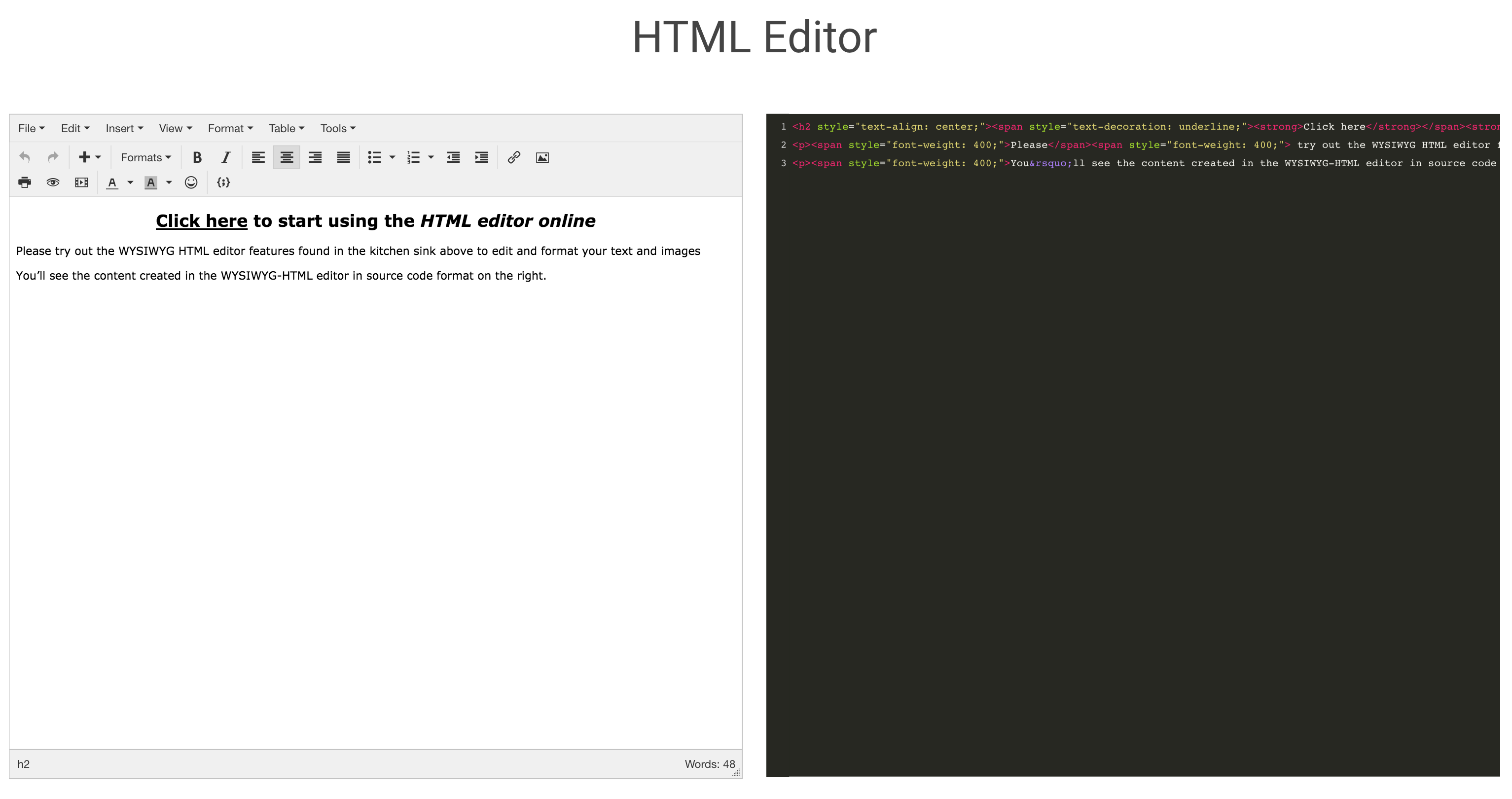 Online HTML Editor Free Online WYSIWYG HTML Editor